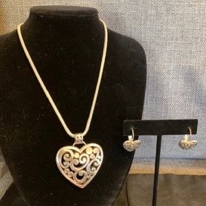 Brighton Contempo Heart Necklace and Earring Set